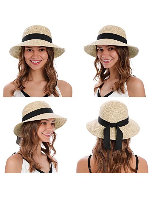 Verabella Women's Sun Hats UV Protection Large Wide Brim Hat Women Packable Sun Hat for Women Straw Hats