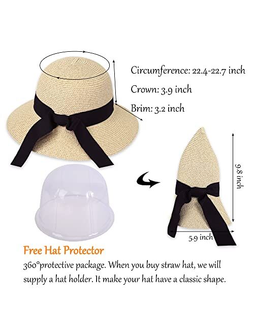 Verabella Women's Sun Hats UV Protection Large Wide Brim Hat Women Packable Sun Hat for Women Straw Hats