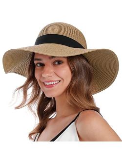 Lullaby Kids Sun Hats for Women Uv Protection Wide Brim Straw Hat Women Beach Hats Summer Foldable Floppy Travel Beach Hats for Women