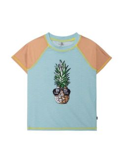 Boy Short Sleeve Rash guard Turquoise & Brown Pineapple Print - Toddler|Child
