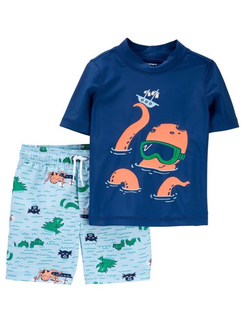 Carter's Toddler Boys Octopus Rash Guard Swimsuit, 2-Piece Set