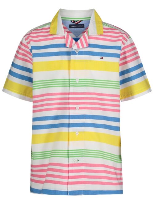 Tommy Hilfiger Little Boys Pop X Prep Short Sleeve Yarn Dye Poplin Camp Shirt