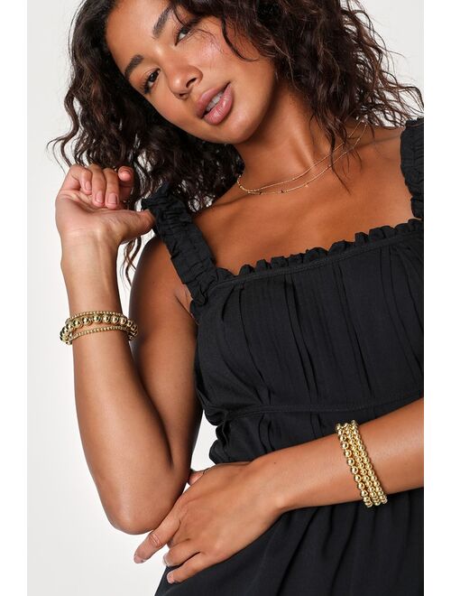Lulus Aesthetic Intentions Gold Beaded Bracelet Set