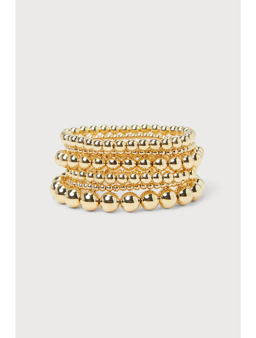 Lulus Aesthetic Intentions Gold Beaded Bracelet Set
