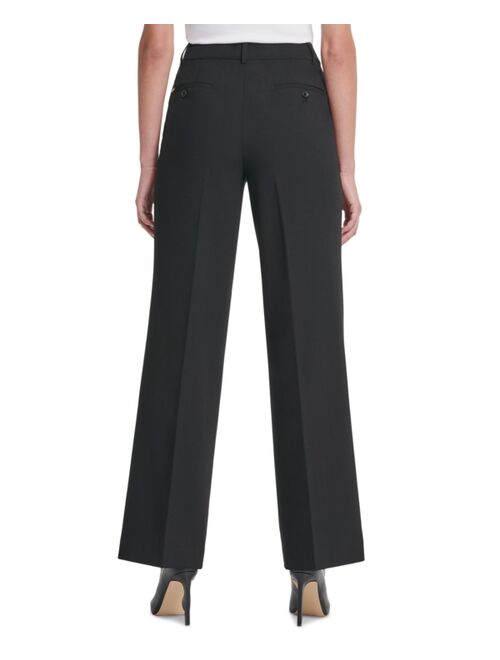 DKNY Women's Solid High-Rise Wide-Leg Career Pants