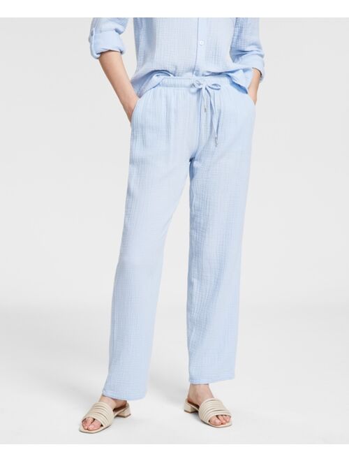 CALVIN KLEIN JEANS Women's Cotton Crepe Drawstring-Waist Pants