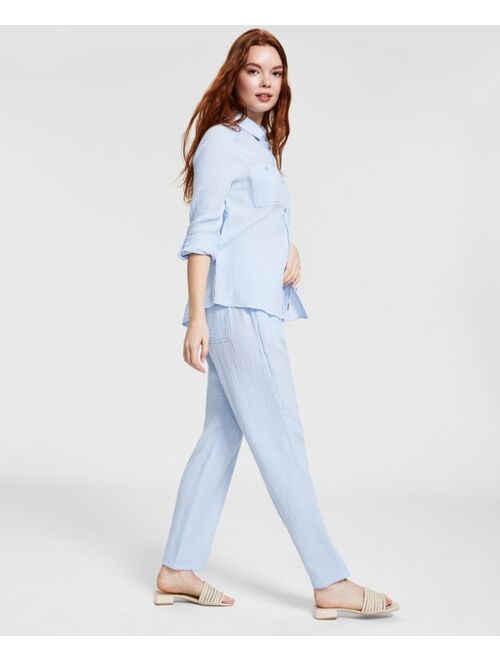 CALVIN KLEIN JEANS Women's Cotton Crepe Drawstring-Waist Pants