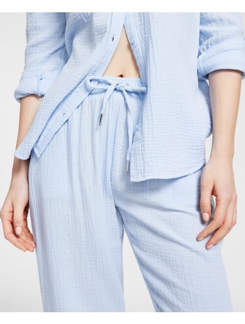 CALVIN KLEIN JEANS Women's Cotton Crepe Drawstring-Waist Pants