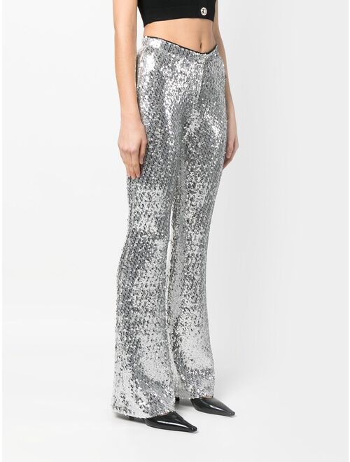 PINKO sequin-embellished flared trousers