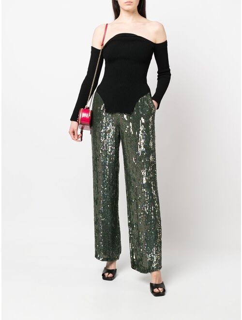 P.A.R.O.S.H. sequin wide-leg trousers