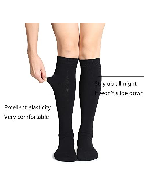 Leotruny 3 Pairs Women's Cotton Opaque Knee High Socks