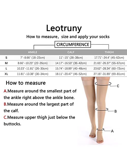 Leotruny Women Men 20-30 mmHg Support Open Toe Thigh High Compression Stockings (C01-Beige, Medium (1 Pair))