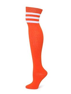 Leotruny Women's Triple Stripes Over the Knee High Socks
