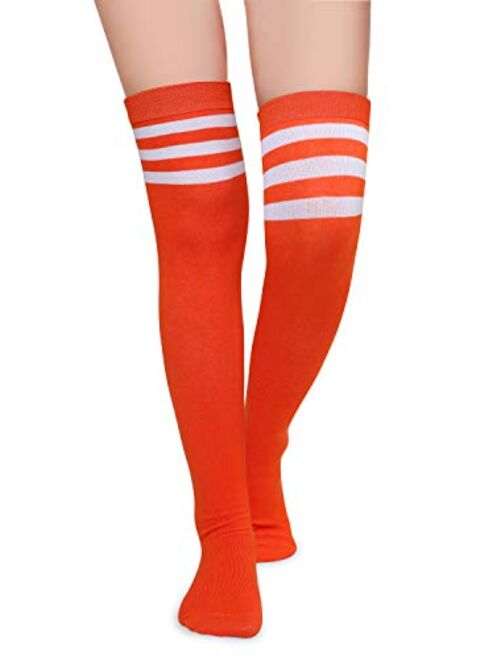 Leotruny Women's Triple Stripes Over the Knee High Socks