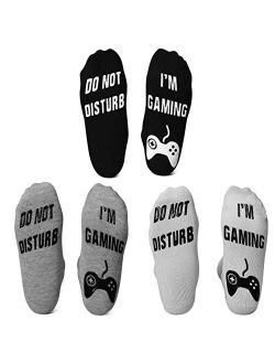 Leotruny 3 Pairs Do Not Disturb I'm Gaming Socks Novelty Cotton Funny Socks Gifts For Men Women Gamers