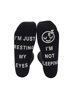 Leotruny I'm Not Sleeping I'm Just Resting My Eyes Novelty Funny Socks Birthday Gifts for Men Women Dad Boyfriend