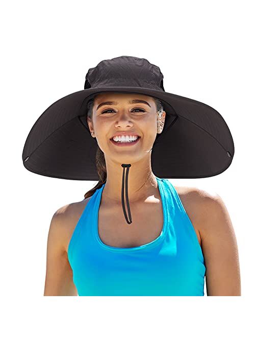 Leotruny Women Super Wide Brim Sun Hat UPF50+ Waterproof Bucket Hat for Fishing, Hiking, Camping