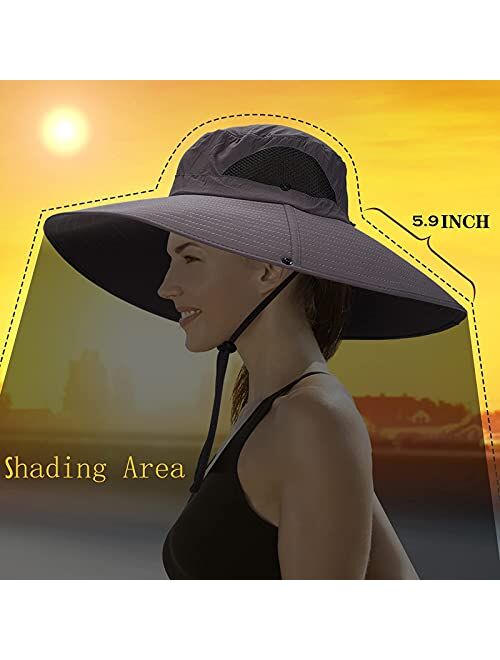 Leotruny Women Super Wide Brim Sun Hat UPF50+ Waterproof Bucket Hat for Fishing, Hiking, Camping