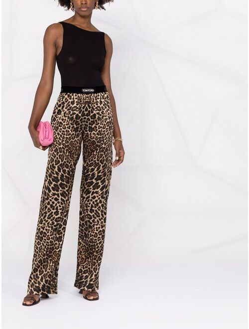 TOM FORD leopard-print straight-leg trousers