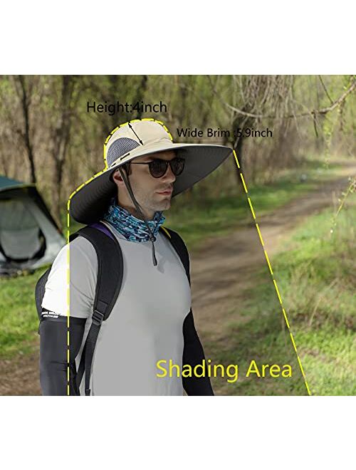 Leotruny Men Wide Brim Sun Hats UPF50+ Waterproof Breathable Bucket Hat for Fishing, Hiking, Camping
