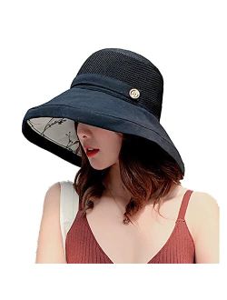 Leotruny Mesh Sun Hats Women Summer Beach UV Protection UPF50+ Packable Wide Brim Cap Chin Strap