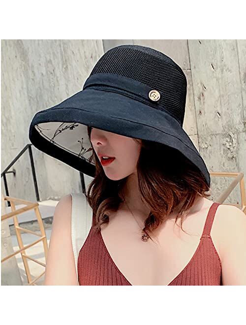 Leotruny Mesh Sun Hats Women Summer Beach UV Protection UPF50+ Packable Wide Brim Cap Chin Strap