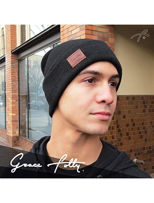 Grace Folly Fold Up Beanie - Cuffed Acrylic Hat Beanies for Women or for Men