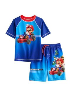 licensed character Boys 4-7 Nintendo Mario Rashguard & Swim Trunks Set