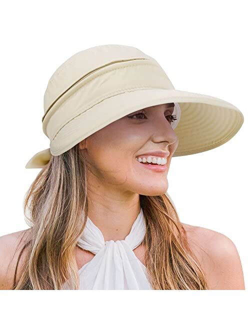 Verabella Womens Beach Hat Summer Lightweight Sun hat for Hiking Sun Protection 2 in 1 Visor Sun Protection Hat