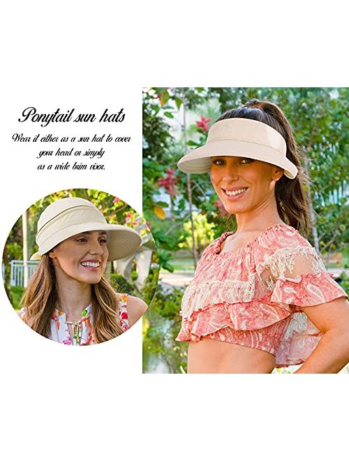 Verabella Womens Beach Hat Summer Lightweight Sun hat for Hiking Sun Protection 2 in 1 Visor Sun Protection Hat
