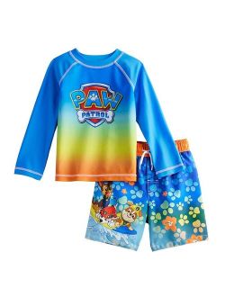 licensed character Toddler Boy PAW Patrol Rash Guard Top & Swim Trunks Set