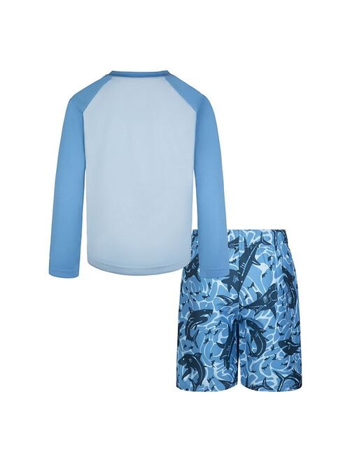 Boys 4-7 Hurley Shark Frenzy Long Sleeve Tee & Swim Shorts Set
