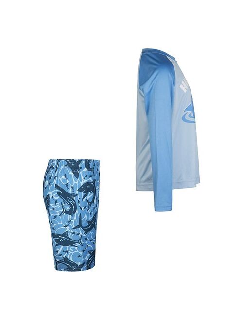 Boys 4-7 Hurley Shark Frenzy Long Sleeve Tee & Swim Shorts Set
