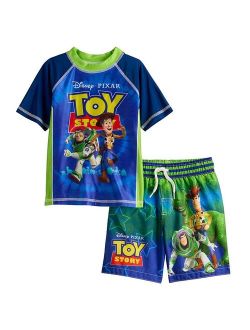licensed character Disney / Pixar's Toy Story Toddler Boy Rash Guard & Bottoms Swimsuit Set