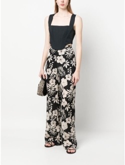 floral-print wide-leg trousers