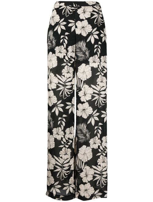 PINKO floral-print wide-leg trousers