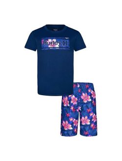 Boys 4-7 Hurley Floral Tee & Swim Shorts Set