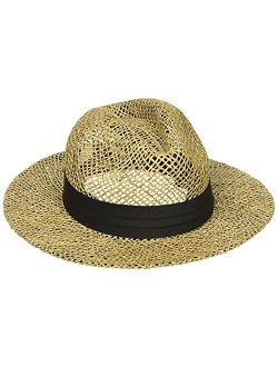 Men's Black Seagrass Panama Fedora Hat with Cloth Band