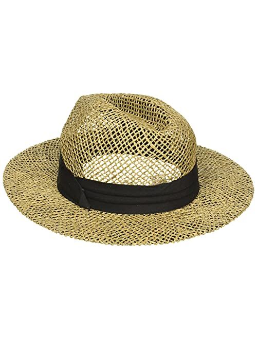 San Diego Hat Company San Diego Hat Co. Men's Black Seagrass Panama Fedora Hat with Cloth Band