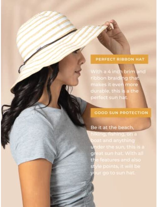 San Diego Hat Co. San Diego Hat Company Women's Ribbon Paperbraid Stripe Sun Brim - One Size (White)