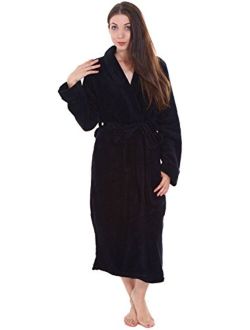 Verabella Women's Fleece Robe Long Plush Hooded Bathrobe with Pockets
