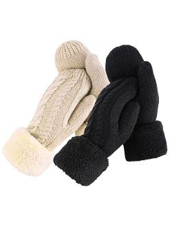 Verabella Womens Mittens Winter Knit Fleece Wool Gloves Womens Mittens Cold Weather