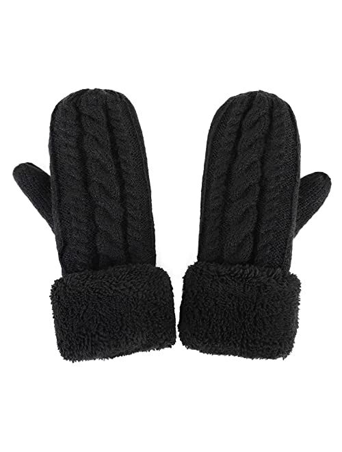 Verabella Womens Mittens Winter Knit Fleece Wool Gloves Womens Mittens Cold Weather