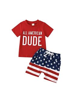 Tinypainter Toddler Boy 4th of July Outfit Short Sleeve T-shirt Top+American Flag Shorts Baby Boy Independence Day Clothes
