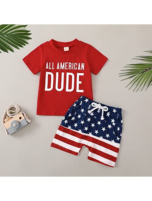 Tinypainter Toddler Boy 4th of July Outfit Short Sleeve T-shirt Top+American Flag Shorts Baby Boy Independence Day Clothes