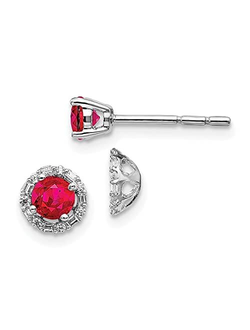 Swarovski Ice Carats 14k White Gold Diamond Ruby Stud Jackets Ball Button Birthstone July Fine Jewelry For Women Gifts For Her