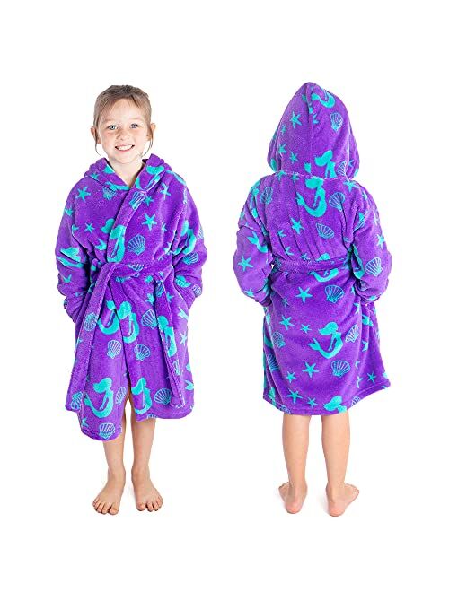 Verabella Boys Girls' Plush Soft Fleece Printed Hooded Cover up