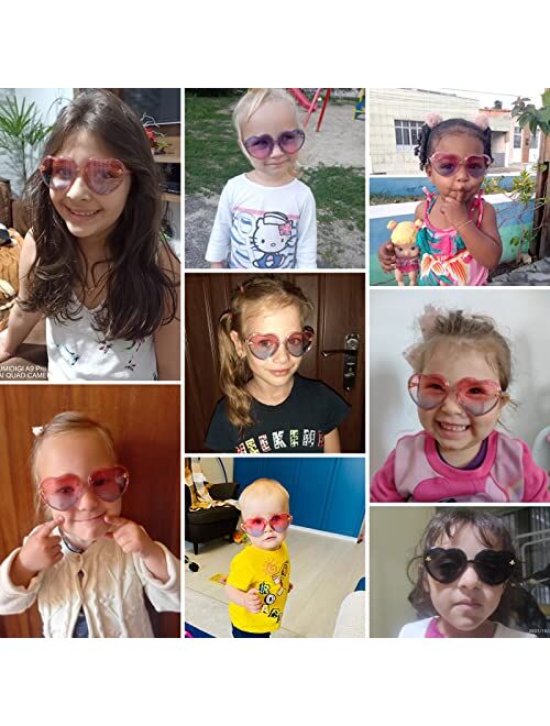 Kepoita Kids Heart Shaped Sunglasses for Toddler Girls Age 3-10 Cute Fashion UV400 Protection