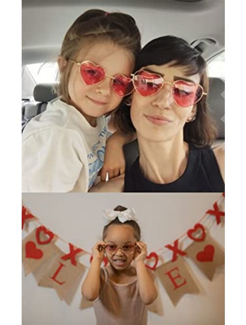 Jovakit Kids Polarized Heart Shape Sunglasses for Toddler Girls Age 3-10, Cute Lovely Style Metal Frame UV400 Protection Sun Glasses
