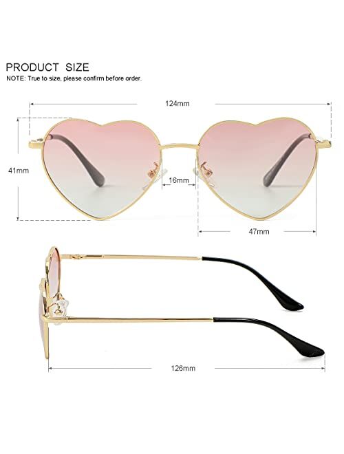 Gleyemor Girls Polarized Sunglasses, Cute Heart Shaped Sunglasses for Kids Girl Age 3-10